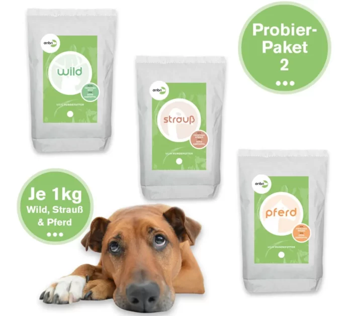 Trockenfutter Hund - Hundefutter - gebackenes Trockenfutter - Futter für Hunde - Wild - Strauß - Pferd - anbri