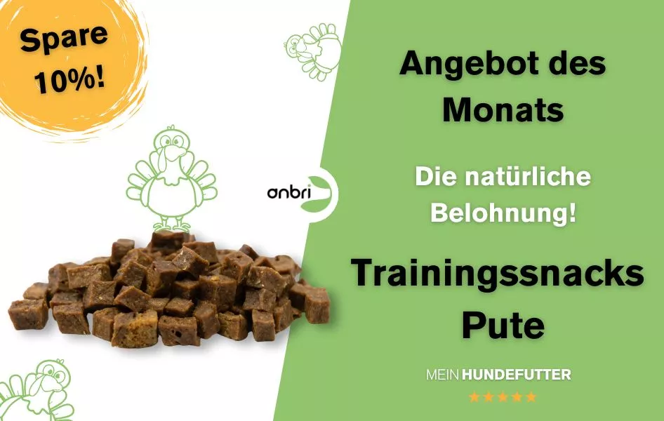 anbri - angebot des monats - trainingssnacks pute - leckerlis für hunde